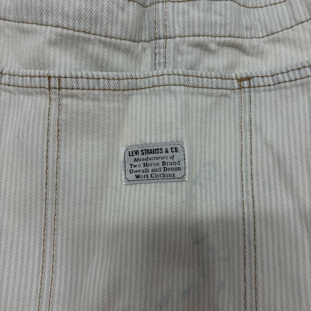 Blue and White Striped Levi Denim Overalls - Picture 4 of 4